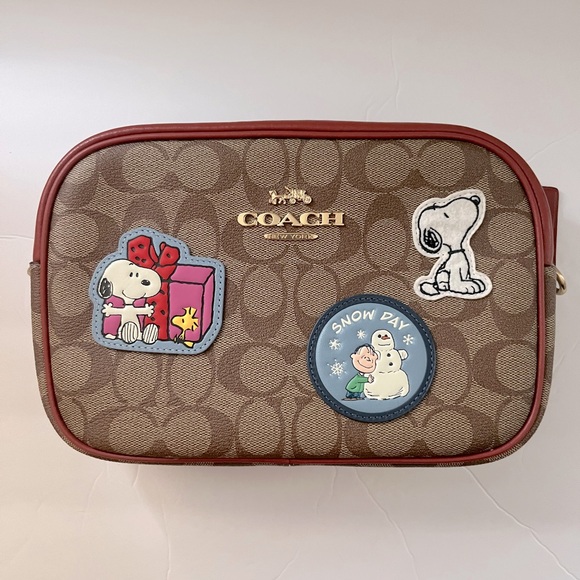 🐶 Coach X Peanuts Jamie Camera Bag In Signature Canvas With Patches Snoopy - Picture 2 of 11